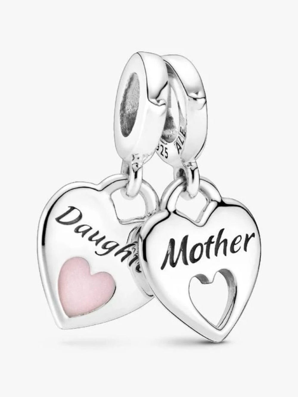 PANDORA Mother/Daughter Double Heart Split Dangle Charm-NEW